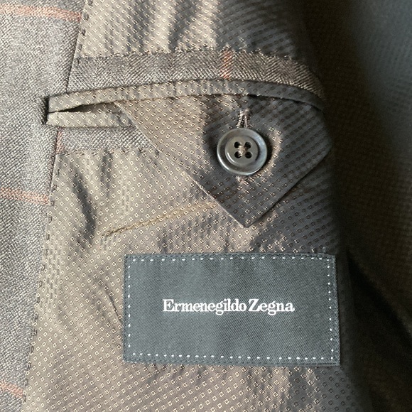 Ermenegildo Zegna Brown Rust Windowpane Check Wool Sport Coat Eu 54 L US 44 L - Picture 7 of 13
